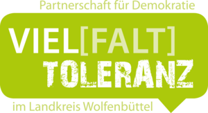Logo der Partnerschaft für Demokratie mit dem Spruch "Vielfalt Toleranz"