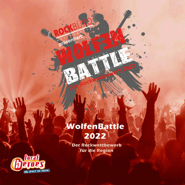 Plakat für Wolfenbattle 2022: Eine Bühne mit jubelnden Menschen davor.