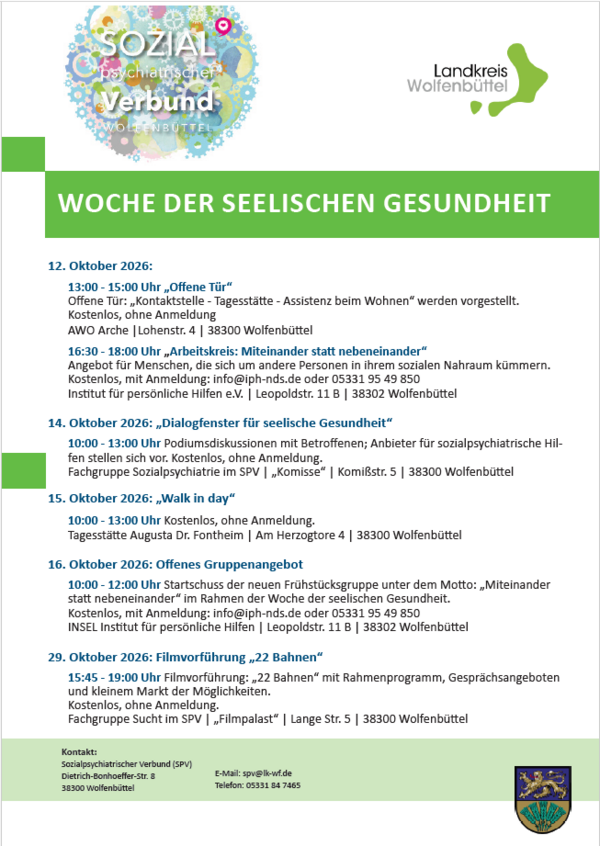&Uuml;bersicht der Programmpunkte der Woche der seelischen Gesundheit 2026