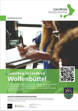 Plakat des Projektes "Coworking im Landkreis Wolfenbüttel"
