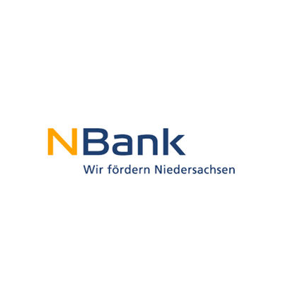 Logo der NBank mit dem Text: "Wir fördern Niedersachsen"